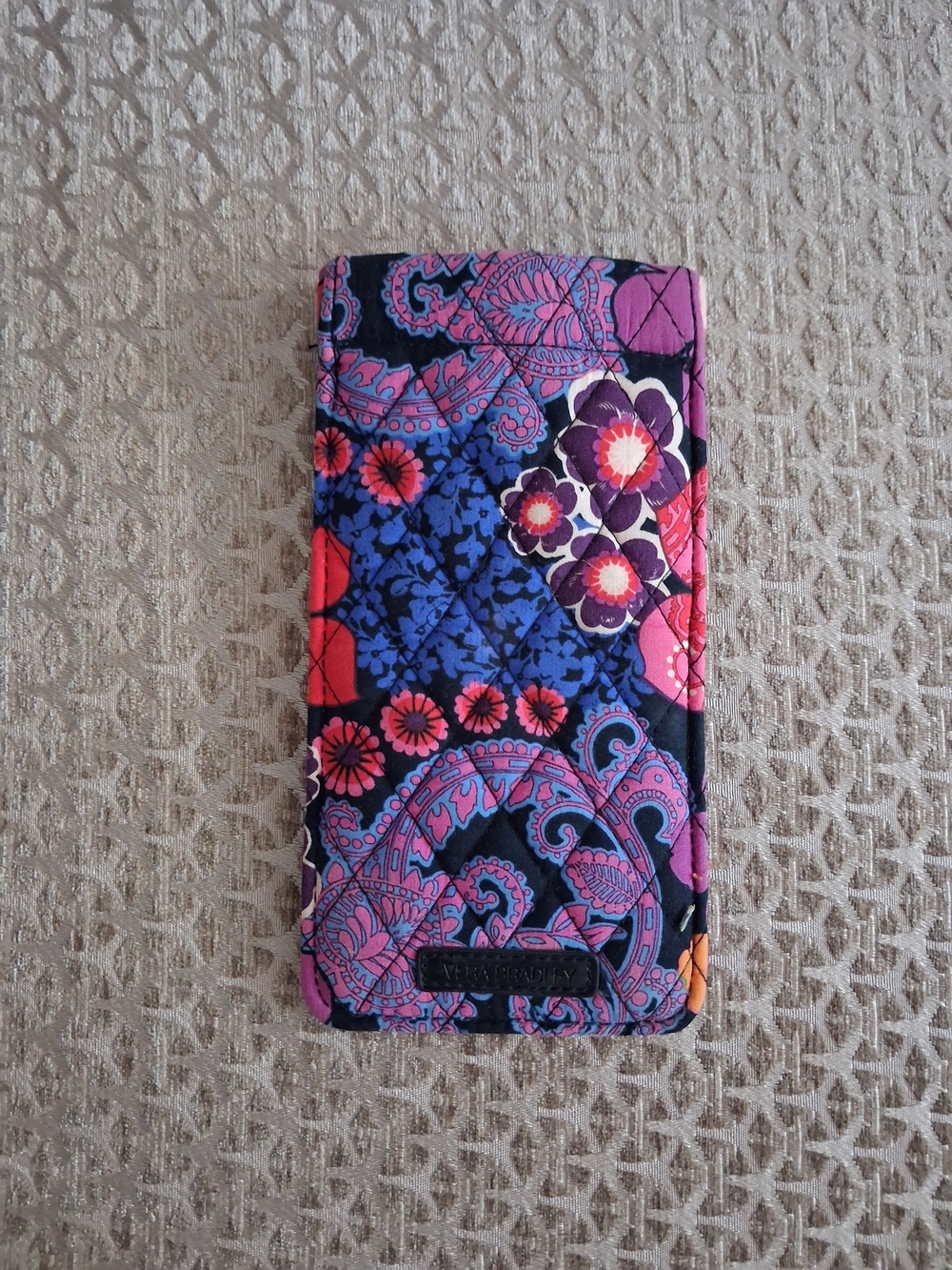 Vera Bradley Navy Pink Purple Floral Paisley Phone Wallet